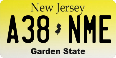 NJ license plate A38NME