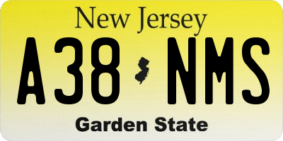 NJ license plate A38NMS