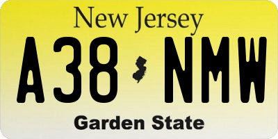 NJ license plate A38NMW