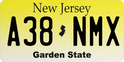 NJ license plate A38NMX