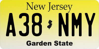 NJ license plate A38NMY