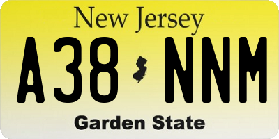 NJ license plate A38NNM