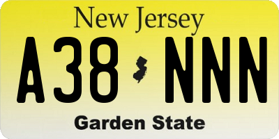 NJ license plate A38NNN