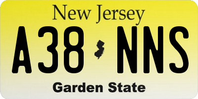 NJ license plate A38NNS