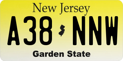 NJ license plate A38NNW