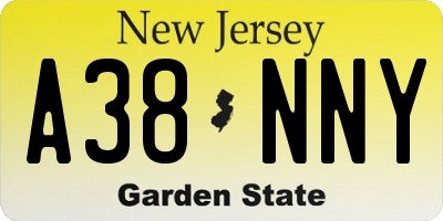 NJ license plate A38NNY