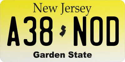 NJ license plate A38NOD