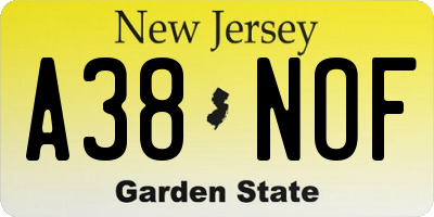 NJ license plate A38NOF