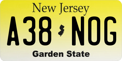 NJ license plate A38NOG
