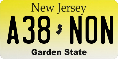 NJ license plate A38NON