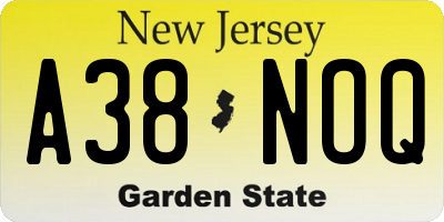 NJ license plate A38NOQ