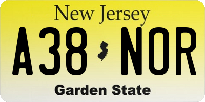 NJ license plate A38NOR