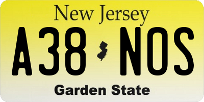 NJ license plate A38NOS