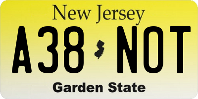 NJ license plate A38NOT
