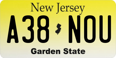 NJ license plate A38NOU