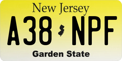 NJ license plate A38NPF