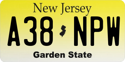 NJ license plate A38NPW