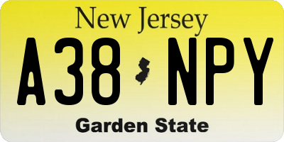 NJ license plate A38NPY