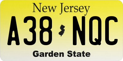 NJ license plate A38NQC