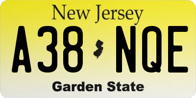 NJ license plate A38NQE