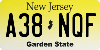 NJ license plate A38NQF