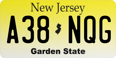 NJ license plate A38NQG