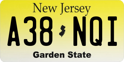 NJ license plate A38NQI