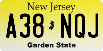 NJ license plate A38NQJ