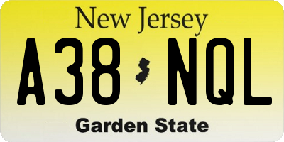 NJ license plate A38NQL