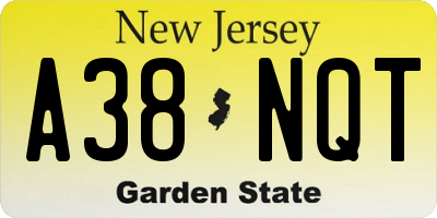 NJ license plate A38NQT
