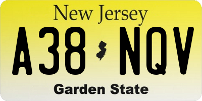 NJ license plate A38NQV