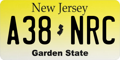 NJ license plate A38NRC