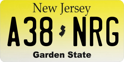 NJ license plate A38NRG