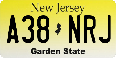 NJ license plate A38NRJ