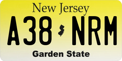 NJ license plate A38NRM