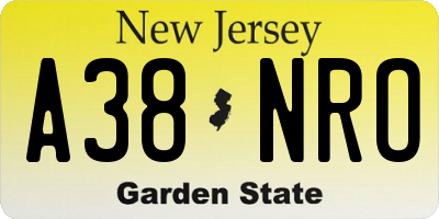 NJ license plate A38NRO