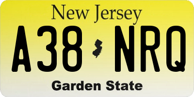 NJ license plate A38NRQ
