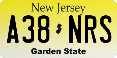 NJ license plate A38NRS