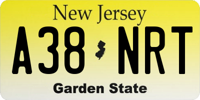 NJ license plate A38NRT
