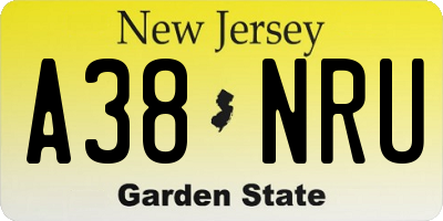 NJ license plate A38NRU