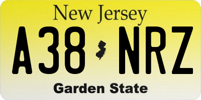 NJ license plate A38NRZ