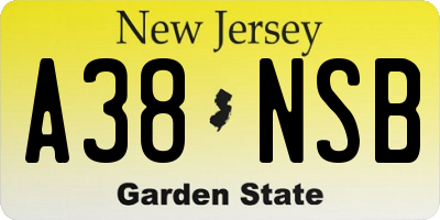 NJ license plate A38NSB