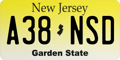NJ license plate A38NSD