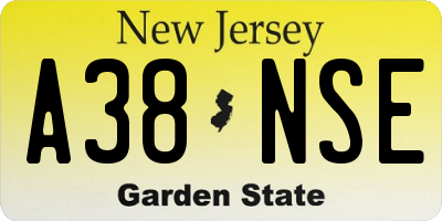 NJ license plate A38NSE