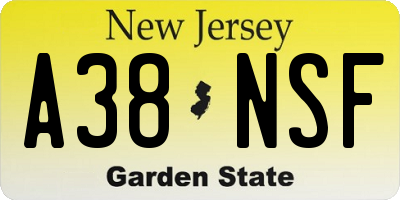 NJ license plate A38NSF
