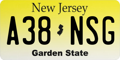NJ license plate A38NSG