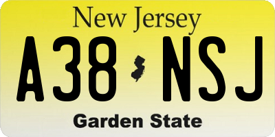 NJ license plate A38NSJ