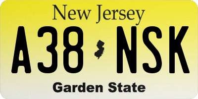 NJ license plate A38NSK