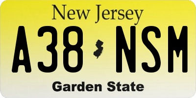 NJ license plate A38NSM