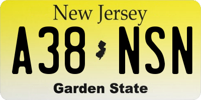 NJ license plate A38NSN